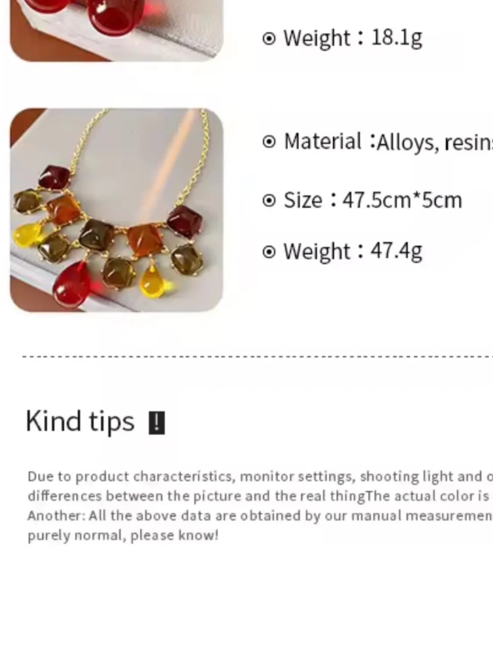 Necklace with Amber, Brown and Burgundy Gem Drops adjustable size